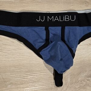 JJ Malibu Men's Black and Blue Thong
